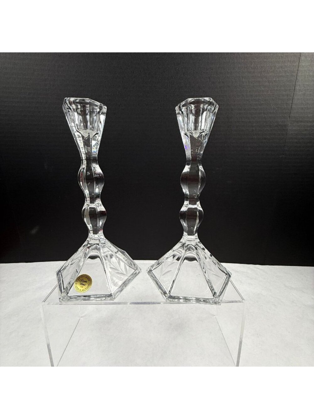 Vintage Princess House Heritage 24% Lead Crystal Candlesticks With Original Box